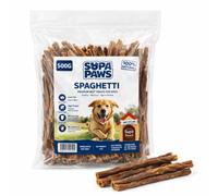 Supa Paws 500g 100% Natural Beef Spaghetti for Dog, Air Dried Long Beef Intestine Treat for Dog Long Lasting Dog Chews, Grain Free Dog Beef Sticks Single Ingredient Dog Snacks