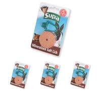 Supa Small Animal Mineral Lick with Holder - Salt & Mineral Source for Rabbits, Gerbils & Hamsters (Pack of 4)