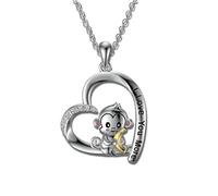 SUPAC Creative Cute Monkey Heart-shaped Pendant Necklace I Love You More, 3 Breeds of Monkey's, Little Monkey Holding Banana, Birthday Anniversary Party Gift For Animal Lovers, Adjustable, Alloy, No