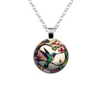 SUPAC Stunning Hummingbird Pendant Necklace - Two Humming Birds Searching for Flower - Fashionable Alloy Jewelry with Delicate Details - Birthday, Party, Gift Idea for Her, Adjustable, Stainless Steel