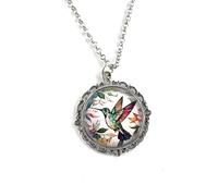 SUPAC Stunning Hummingbird Pendant Necklace - Two Humming Birds Searching for Flower - Fashionable Alloy Jewelry with Delicate Details - Birthday, Party, Gift Idea for Her, Adjustable, Stainless Steel