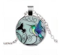 SUPAC Stunning Hummingbird Pendant Necklace - Two Humming Birds Searching for Flower - Fashionable Alloy Jewelry with Delicate Details - Birthday, Party, Gift Idea for Her, Adjustable, Stainless Steel