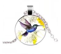 SUPAC Stunning Hummingbird Pendant Necklace - Two Humming Birds Searching for Flower - Fashionable Alloy Jewelry with Delicate Details - Birthday, Party, Gift Idea for Her, Adjustable, Stainless Steel