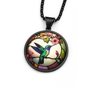 SUPAC Stunning Hummingbird Pendant Necklace - Two Humming Birds Searching for Flower - Fashionable Alloy Jewelry with Delicate Details - Birthday, Party, Gift Idea for Her, Adjustable, Stainless Steel