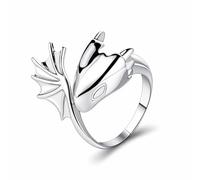 SUPAC Whimsical Silver Flying Dragon Ring - Unique Animal Shape Design, Adjustable Index Finger Ring for Men or Women, Cute Personality Statement Jewelry, Niche Fashion Accessory, One Size, Stainless