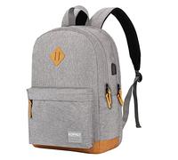 SUPACOOL Lightweight Casual Laptop Backpack with USB Charging Port For for Men and Women, Backpack for College,Light Grey and Brown