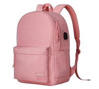 SUPACOOL Lightweight Casual Laptop Backpack with USB Charging Port For for Men and Women, Backpack for College,Full Pink