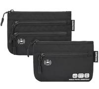 SUPACOOL RFID Passport Holder Wallet Bag for Men Women Family, Passport Pouch for Travel,Card Holder Organizer, RFID Blocking, Travel Wallet, 2pcs Set (Black)