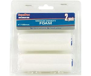 SupaDec 2X DIY Decorating Paint Medium Density Foam Mini Roller Refills Pack of 2 4"/100mm Medium Density Decorator Sleeves 4 Inches