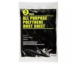 SupaDec 3 Pack All Purpose Polythene Clear Dust Sheets 12' x 9' 3.6 x 2.7 Meters Protects From Dust & Dirt For Gardening Decorating Waterproof & Translucent Painting, Carpets, Hard Floors, & Furniture