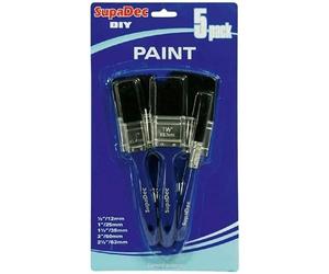 SupaDec 5 Pieces Paint Black Bristle Brushes Set DIY Decorator General Purpose Wall Paste Brush With Stainless Steel Ferrule Plastic Handles Multi-Purpose Walls, Ceilings & Furniture 12/25/38/50/63mm