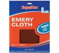 SupaDec 6pc Emery Cloth Assorted Sheet Fine/Medium/Coarse Super Flexible 23x28cm 6 Pack For Woodworking Paint Work Keying Plater Prep work Sheets 230x 280mm