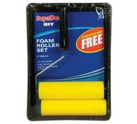 Supadec 9 Inch Smooth Surface Roller Set - 4 Pcs Painting Kit With Cage Frame - Polyester Paint Rollers & Large Capacity Tray