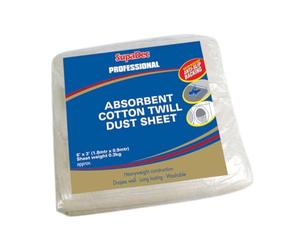 SupaDec Absorbent Cotton Twill Dust Sheet - 6ft x 3ft | Water Resistant Cover Sheet | Heavy Duty Washable Dust Sheet with Anti-Slip Backing | Reusable Protective Cover for Painting - & DIY Projects