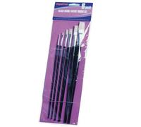 Supadec Black Handle Artist Paint Brush Set - Pack Of 6 Flat Chisel Brushes For Acrylic & Watercolour - Precision Detailing