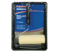 SupaDec Cage Frame Roller & Tray Set - 7" | 175mm Paint Roller with Polyester Refill | Slide-On Slide-Off System | Low Splatter | for Smooth & Semi-Smooth Surfaces | Ideal for Emulsion Paints