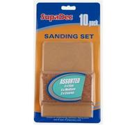Supadec Cork Sanding Block & 10 Sandpaper Sheets - Fine, Medium & Coarse Grits - Ideal For Wood, Paint, Plaster & Surface Prep