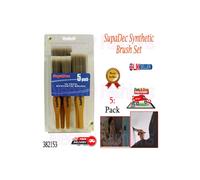 SupaDec DIY Decorating Woodcare Synthetic Paint Brush Brown Set 5 Pack
