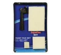 SupaDec DIY Paint Pad Set - 5 Piece Painting Kit | Includes 6"x4" - 3"x3" & 1.5"x1" Pads - Click & Lock Handle - Sash Wand & Paint Tray | Ideal for Walls - Ceilings - Doors & Decorative Coatings
