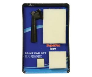 SupaDec DIY Paint Pad Set - 5 Piece Painting Kit | Includes 6"x4" - 3"x3" & 1.5"x1" Pads - Click & Lock Handle - Sash Wand & Paint Tray | Ideal for Walls - Ceilings - Doors & Decorative Coatings