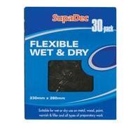 SupaDec Flexible Wet & Dry Sandpaper - Fine, 400 Grit Pack of 30 | Waterproof Sanding Sheets 230mm x 280mm | Fine Abrasive Sheets for Metal Wood Paint Varnish Filler | Wet or Dry Sanding Paper