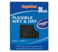 Supadec Flexible Wet & Dry Sandpaper - Medium 320 Grit - Waterproof Abrasive Sheets For Metal, Wood, Paint & Filler - Pack Of 30