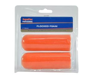 SupaDec Flocked Foam Rollers 4" / 100mm - Pack of 2 | Foam Paint Rollers Ideal for Gloss & Satin Paints on Smooth Surfaces | Zero Pile Shed - Superior Finish