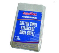 Supadec Heavy Duty Cotton Twill Staircase Dust Sheet 24Ft X 3Ft - Washable Reusable Protection Sheets For Stairs & Hallways
