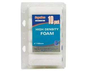 Supadec High Density Foam Mini Rollers - 4 Inch, 100mm - Pack Of 10 - Trade Quality Gloss Paint Roller Refills For Smooth Surfaces
