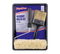 SupaDec Masonry Paint Roller Kit - 10” Inch / 254mm | Advanced Woven Fabric Roller for Rough & Uneven Surfaces | Suitable for Emulsion & Masonry Paints | Brickwork - Rendered Walls