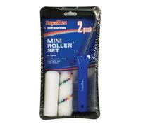 SupaDec Mini Paint Roller Set - 4"/100mm | Foam & Long Pile Sleeves for Smooth & Semi-Rough Surfaces | Includes Tray - Frame - Foam Refill & Long Pile Refill | Suitable for Emulsion & Gloss Paints