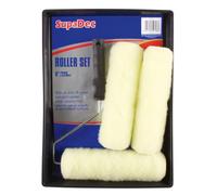 SupaDec Paint Roller & Tray Kit - 3" x 9" Inch | Polyester Roller Refills with Frame & Tray | Ideal for Emulsion Paints on Smooth Surfaces | DIY & Professional Decorating Tool