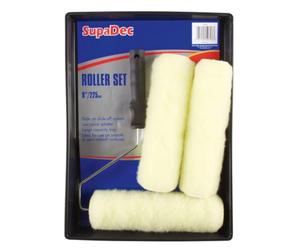 SupaDec Paint Roller & Tray Kit - 3" x 9" Inch | Polyester Roller Refills with Frame & Tray | Ideal for Emulsion Paints on Smooth Surfaces | DIY & Professional Decorating Tool
