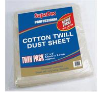 Supadec Pro Cotton Twill Dust Sheets Twin Pack - 12Ft X 9Ft Heavyweight - Washable - Long-Lasting - Ideal For Furniture & Floor