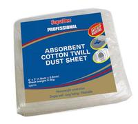 Supadec Professional Cotton Twill Dust Sheet - 6Ft X 3Ft - Water Resistant - Anti-Slip - Washable & Reusable Dust Barrier Sheet