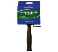 Supadec Shed & Fence Block Brush 4 Inch, 100mm - Heavy Duty Paint Brush For Rough Timber - Polyester Bristles - Bucket Rest Handle