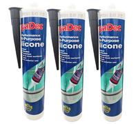 Supadec Silicone Sealant Black 300ml - Pack of 3 | Waterproof Multi-Purpose Silicone for Bathrooms, Kitchens, Windows & Gaps | Easy Application, Long-Lasting Seal