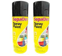 SupaDec Spray Paint Gloss Black 400ml (Pack of 2) | Fast Drying Multi-Surface Paint for Metal, Wood, Plastic & More | Durable High Gloss Finish for Indoor & Outdoor Use