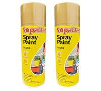 SupaDec Spray Paint Gloss Gold 400ml (Pack of 2) | Fast Drying Multi-Surface Paint for Metal, Wood, Plastic & More | Durable High Gloss Finish for Indoor & Outdoor Use