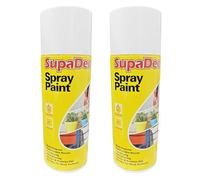 SupaDec Spray Paint Gloss White 400ml (Pack of 2) | Fast Drying Multi-Surface Paint for Metal, Wood, Plastic & More | Durable High Gloss Finish for Indoor & Outdoor Use