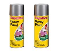 SupaDec Spray Paint, Multi-Purpose, Quick Dry Aerosol, Smooth Finish, High Coverage, Easy-to-Use DIY Paint for Home Improvement, Craft Projects & Decorative (Silver, 400ml, Pack of 2)