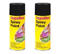 SupaDec Spray Paint, Multi-Purpose, Quick Dry Aerosol, Smooth Finish, High Coverage, Easy-to-Use DIY Paint for Home Improvement, Craft Projects & Decorative (Gloss Black, 400ml, Pack of 2)
