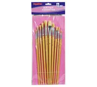 Supadec Wooden Paint Brush Set (Pack Of 12) Yellow (One Size)