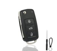 SUPALAND Replacement Remote Key Shell Case for VW Polo Golf Mk6 Eos Beetle Passat Touran Caddy Sharan Jetta UP T5 Tiguan 3 Button Shell Cover With Blade & 1 Keyring, 1 Screw