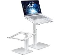 supamir Adjustable Laptop Stand for Desk, DJ Laptop Riser, Standing Desk Converter, Support Working on Computer Sitting/Standing, Compatible with MacBook, Dell, HP and All 13"-16.5" Notebooks, Silver