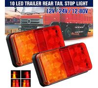 SUPAREE 12V LED Rear Tail Lights Trailer Lights Universal Stop Light Indicator Lamps Red Stop Brake Turn Signal Light for Car Caravan Van Boat Camper (A-10Leds)