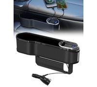 SUPAREE Car Seat Storage Box Car Seat Side Storage Car Seat Gap Filler Organiser with USB Dual Output Ports 2 Stretch Charging Cables Cigarette Lighter pour Conducteur et Passager 1 Pièce