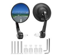 SUPAREE Motorcycle Bar End Mirrors Round Universal Motorcycle Mirror Rearview Motorbike Mirrors Wing Handlebar Safe with E-MARK for 7/8 Inches 2 Pack