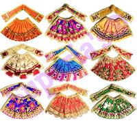 Suparia's™ MATA Rani Chunri/Patka & Lehanga Dress (Set of 9; Mix Designs) for Goddess Durga/Lakshmi/Saraswati/Parvati (Devi Dress) Navratri Special (Size: 4 no.)