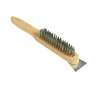 SupaTool 4 Row Wire Brush & Scraper - Heavy Duty Steel Bristles with Oak Handle | Rust Removal - Paint Cleaning & Surface Preparation | 4 Row Wire Brush for Metal - Wood & DIY